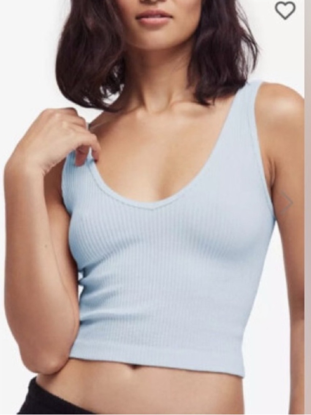 NEW Free People Intimately Solid Rib Brami Crop Tank in Sky Blue Size M/L